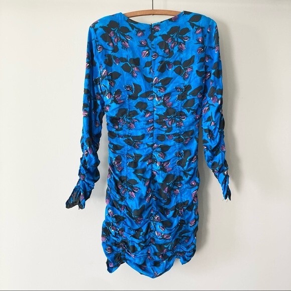 ZARA DRAPED PRINT DRESS Mid-blue 0/8334/4 Size XSmall - Picture 9 of 11